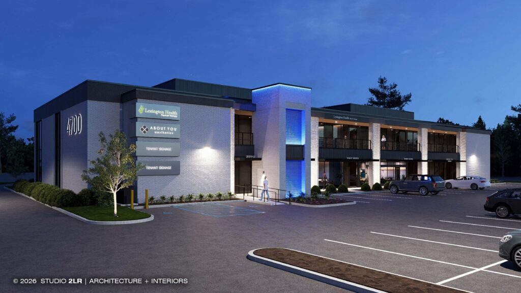 Rendering of planned renovations and improvements to the exterior of the 22,000 square foot office building located at 4700 Forest Drive in Columbia, SC